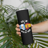 Yes Im Both Of Them Argentina Spain Fist Bump Graphic Skinny Tumbler Proud Spanish Argentine Dual Heritage Pride Match Day