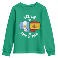 Yes Im Both Of Them Argentina Spain Fist Bump Graphic Youth Sweatshirt Proud Spanish Argentine Dual Heritage Pride Match Day