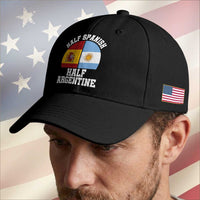 Half Spanish Half Argentine Flag Graphic Baseball Cap Proud Spain Argentina Dual Heritage Pride