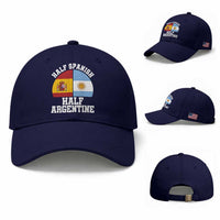 Half Spanish Half Argentine Flag Graphic Baseball Cap Proud Spain Argentina Dual Heritage Pride