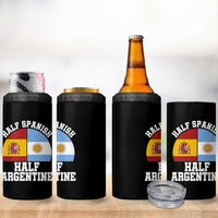 Half Spanish Half Argentine Flag Graphic 4 in 1 Can Cooler Tumbler Proud Spain Argentina Dual Heritage Pride