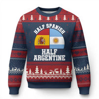 Half Spanish Half Argentine Flag Graphic Ugly Christmas Sweater Proud Spain Argentina Dual Heritage Pride