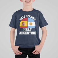 Half Spanish Half Argentine Flag Graphic T Shirt For Kid Proud Spain Argentina Dual Heritage Pride