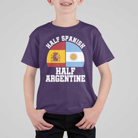 Half Spanish Half Argentine Flag Graphic T Shirt For Kid Proud Spain Argentina Dual Heritage Pride