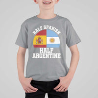 Half Spanish Half Argentine Flag Graphic T Shirt For Kid Proud Spain Argentina Dual Heritage Pride