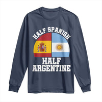 Half Spanish Half Argentine Flag Graphic Long Sleeve Shirt Proud Spain Argentina Dual Heritage Pride
