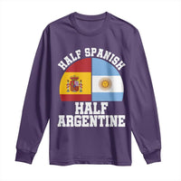 Half Spanish Half Argentine Flag Graphic Long Sleeve Shirt Proud Spain Argentina Dual Heritage Pride