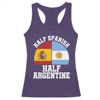 Half Spanish Half Argentine Flag Graphic Racerback Tank Top Proud Spain Argentina Dual Heritage Pride