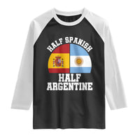 Half Spanish Half Argentine Flag Graphic Raglan Shirt Proud Spain Argentina Dual Heritage Pride