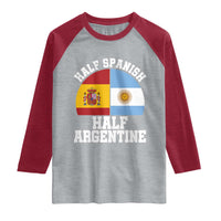 Half Spanish Half Argentine Flag Graphic Raglan Shirt Proud Spain Argentina Dual Heritage Pride
