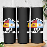 Half Spanish Half Argentine Flag Graphic Skinny Tumbler Proud Spain Argentina Dual Heritage Pride