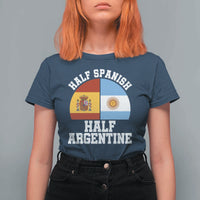 Half Spanish Half Argentine Flag Graphic T Shirt For Women Proud Spain Argentina Dual Heritage Pride
