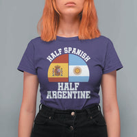 Half Spanish Half Argentine Flag Graphic T Shirt For Women Proud Spain Argentina Dual Heritage Pride