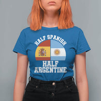 Half Spanish Half Argentine Flag Graphic T Shirt For Women Proud Spain Argentina Dual Heritage Pride