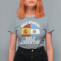 Half Spanish Half Argentine Flag Graphic T Shirt For Women Proud Spain Argentina Dual Heritage Pride