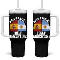 Half Spanish Half Argentine Flag Graphic Tumbler With Handle Proud Spain Argentina Dual Heritage Pride