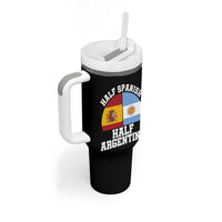 Half Spanish Half Argentine Flag Graphic Tumbler With Handle Proud Spain Argentina Dual Heritage Pride