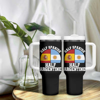 Half Spanish Half Argentine Flag Graphic Tumbler With Handle Proud Spain Argentina Dual Heritage Pride