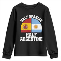 Half Spanish Half Argentine Flag Graphic Youth Sweatshirt Proud Spain Argentina Dual Heritage Pride