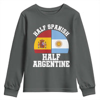 Half Spanish Half Argentine Flag Graphic Youth Sweatshirt Proud Spain Argentina Dual Heritage Pride