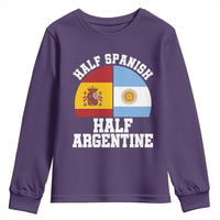 Half Spanish Half Argentine Flag Graphic Youth Sweatshirt Proud Spain Argentina Dual Heritage Pride