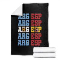 Retro ARG ESP Argentina Espana Flag Typography Graphic Throw Blanket Country Code Dual Argentine Spainish Heritage Pride