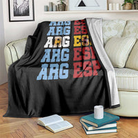 Retro ARG ESP Argentina Espana Flag Typography Graphic Throw Blanket Country Code Dual Argentine Spainish Heritage Pride