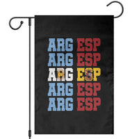 Retro ARG ESP Argentina Espana Flag Typography Graphic Garden Flag Country Code Dual Argentine Spainish Heritage Pride
