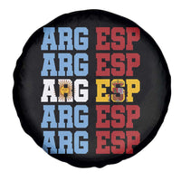 Retro ARG ESP Argentina Espana Flag Typography Graphic Spare Tire Cover Country Code Dual Argentine Spainish Heritage Pride