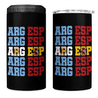 Retro ARG ESP Argentina Espana Flag Typography Graphic 4 in 1 Can Cooler Tumbler Country Code Dual Argentine Spainish Heritage Pride