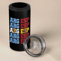 Retro ARG ESP Argentina Espana Flag Typography Graphic 4 in 1 Can Cooler Tumbler Country Code Dual Argentine Spainish Heritage Pride