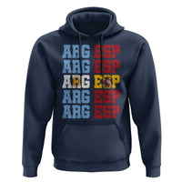 Retro ARG ESP Argentina Espana Flag Typography Graphic Hoodie Country Code Dual Argentine Spainish Heritage Pride