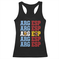 Retro ARG ESP Argentina Espana Flag Typography Graphic Racerback Tank Top Country Code Dual Argentine Spainish Heritage Pride