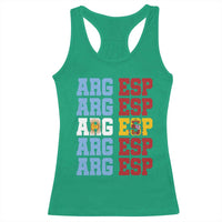 Retro ARG ESP Argentina Espana Flag Typography Graphic Racerback Tank Top Country Code Dual Argentine Spainish Heritage Pride