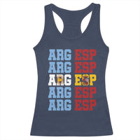 Retro ARG ESP Argentina Espana Flag Typography Graphic Racerback Tank Top Country Code Dual Argentine Spainish Heritage Pride