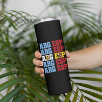 Retro ARG ESP Argentina Espana Flag Typography Graphic Skinny Tumbler Country Code Dual Argentine Spainish Heritage Pride