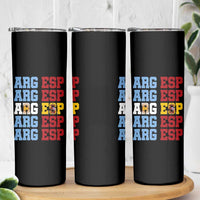 Retro ARG ESP Argentina Espana Flag Typography Graphic Skinny Tumbler Country Code Dual Argentine Spainish Heritage Pride