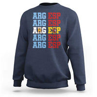 Retro ARG ESP Argentina Espana Flag Typography Graphic Sweatshirt Country Code Dual Argentine Spainish Heritage Pride