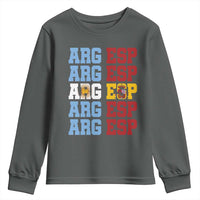 Retro ARG ESP Argentina Espana Flag Typography Graphic Youth Sweatshirt Country Code Dual Argentine Spainish Heritage Pride