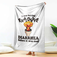 Funny Toilet Mushroom Cloud Gag Graphic Throw Blanket I Was Having Explosive Diarrhea Before It Was Cool