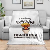 Funny Toilet Mushroom Cloud Gag Graphic Throw Blanket I Was Having Explosive Diarrhea Before It Was Cool