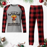 Funny Toilet Mushroom Cloud Gag Graphic Plaid Pajama Set I Was Having Explosive Diarrhea Before It Was Cool