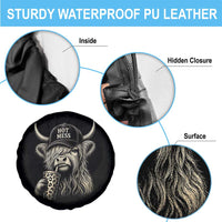 Hot Mess Highland Cow Sipping Iced Coffee Meme Spare Tire Cover Funny Sarcastic Everyday Life Country Western Style