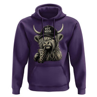 Hot Mess Highland Cow Sipping Iced Coffee Meme Hoodie Funny Sarcastic Everyday Life Country Western Style