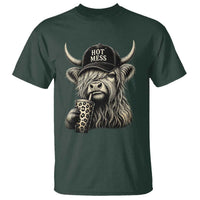 Hot Mess Highland Cow Sipping Iced Coffee Meme T Shirt Funny Sarcastic Everyday Life Country Western Style