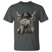 Hot Mess Highland Cow Sipping Iced Coffee Meme T Shirt Funny Sarcastic Everyday Life Country Western Style