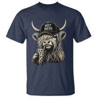 Hot Mess Highland Cow Sipping Iced Coffee Meme T Shirt Funny Sarcastic Everyday Life Country Western Style
