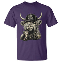 Hot Mess Highland Cow Sipping Iced Coffee Meme T Shirt Funny Sarcastic Everyday Life Country Western Style