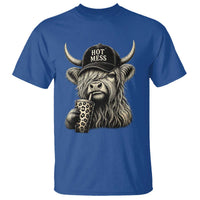 Hot Mess Highland Cow Sipping Iced Coffee Meme T Shirt Funny Sarcastic Everyday Life Country Western Style
