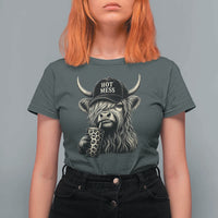 Hot Mess Highland Cow Sipping Iced Coffee Meme T Shirt For Women Funny Sarcastic Everyday Life Country Western Style